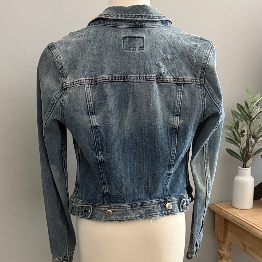 American Eagle Outfitters Light Blue Distressed Jean Jacket - Picture 2 of 4